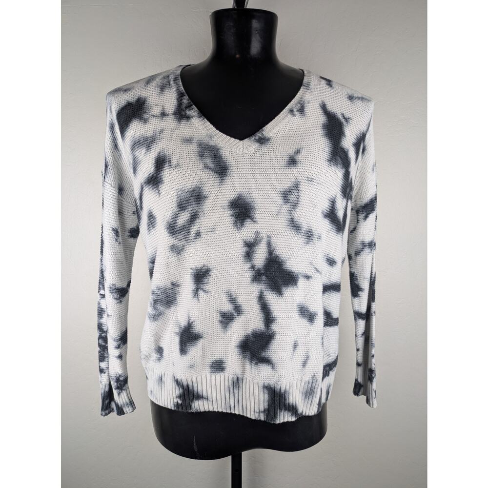 Torrid Black and White Tie Dye V-Neck Lightweight Sweater Cotton Rayon